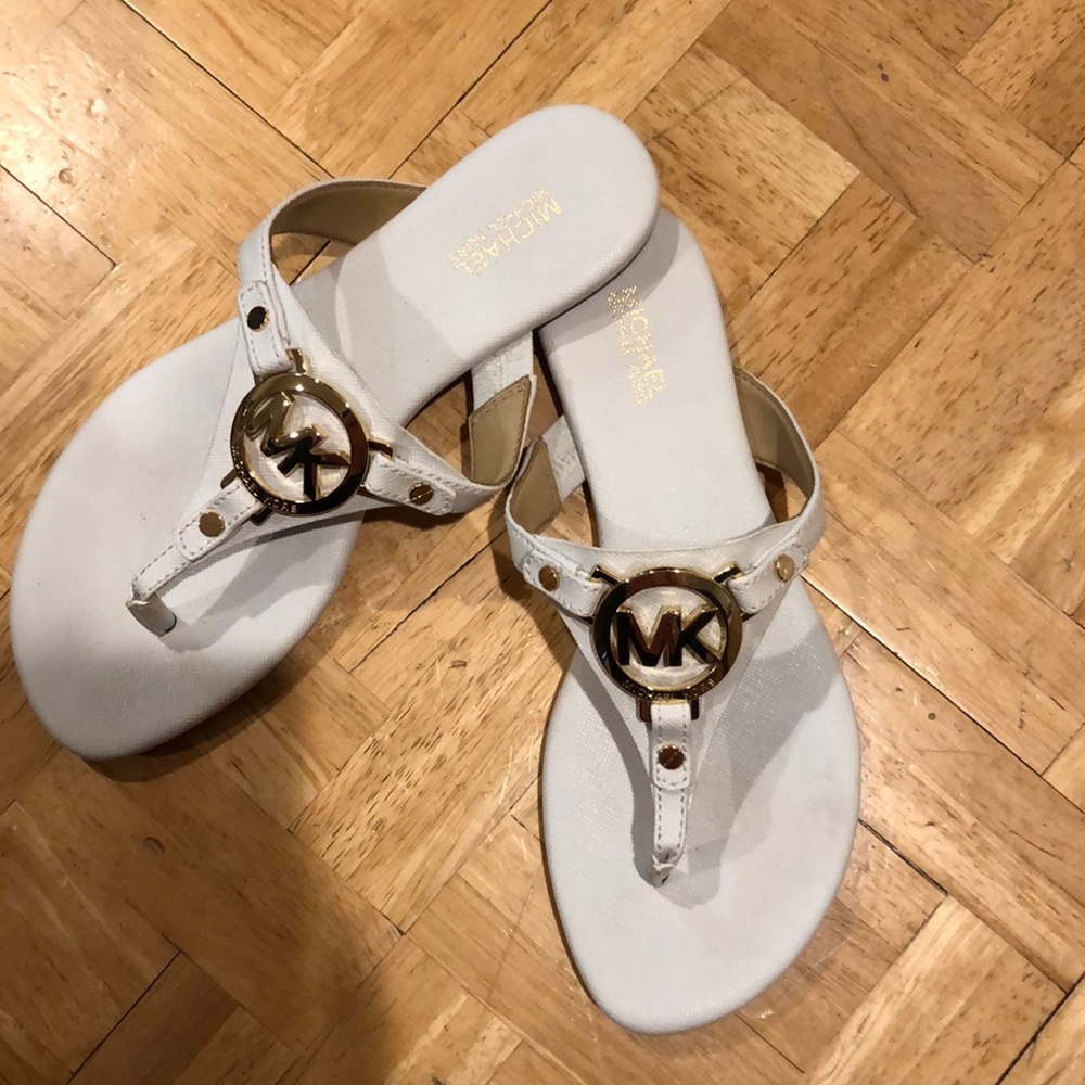 MK white sandals